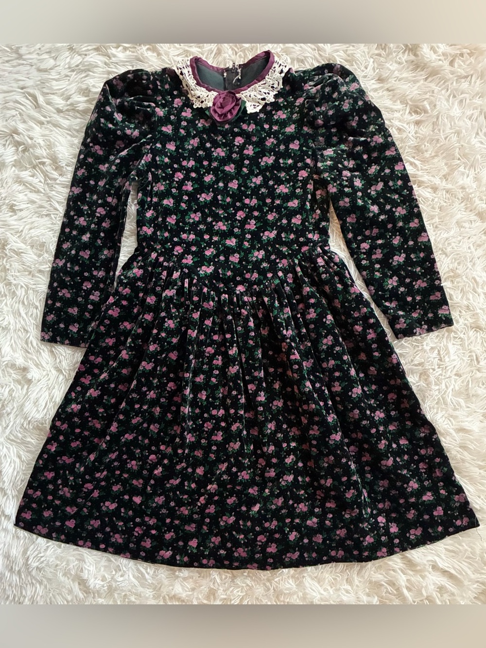 Vintage Peaches N Cream Victorian Whimsigoth 80s 90s Gothic Floral Dress Girls 8